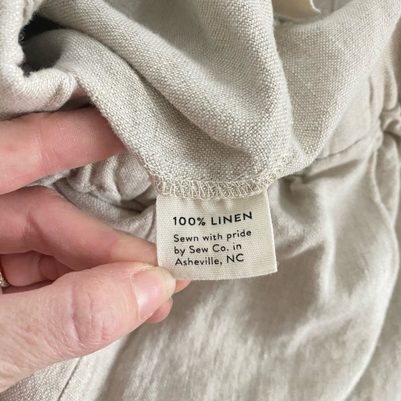 Elizabeth Suzann 100% Linen Wide Leg Cropped Pants Elastic Waist Women's Large - Picture 7 of 9